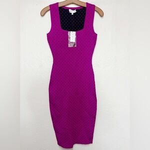 Milly Womens Size S Bodycon Stretch Dress Pink Black Polka Dot Sleeveless